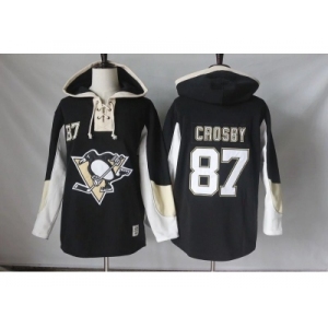 Men's Pittsburgh Penguins #87 Sidney Crosby Black Pullover Hoodie Stitched NHL Jersey