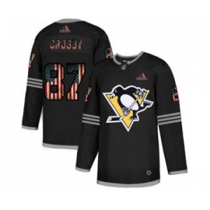 Men's Pittsburgh Penguins #87 Sidney Crosby Black USA Flag Limited Hockey Jersey