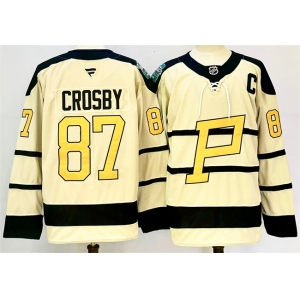 Men's Pittsburgh Penguins #87 Sidney Crosby Cream 2024-25 With C Patch Winter Classic Stitched Hockey Jersey