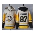 Men's Pittsburgh Penguins #87 Sidney Crosby Cream Gold Sawyer Hooded Sweatshirt Stitched NHL Jersey