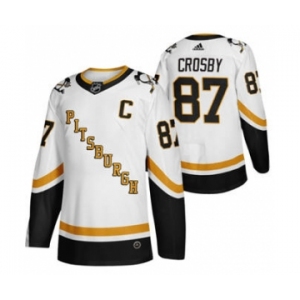 Men's Pittsburgh Penguins #87 Sidney Crosby White 2020-21 Reverse Retro Alternate Hockey Jersey