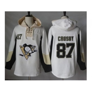 Men's Pittsburgh Penguins #87 Sidney Crosby White Pullover Hoodie Stitched NHL Jersey