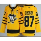Men's Pittsburgh Penguins #87 Sidney Crosby Yellow Alternate Authentic Jersey