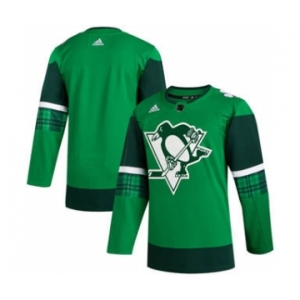 Men's Pittsburgh Penguins Blank 2020 St. Patrick's Day Stitched Hockey Jersey Green