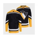 Men's Pittsburgh Penguins Blank Black 2022 Reverse Retro Stitched Jersey