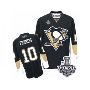 Men's Reebok Pittsburgh Penguins #10 Ron Francis Authentic Black Home 2017 Stanley Cup Final NHL Jersey