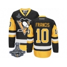 Men's Reebok Pittsburgh Penguins #10 Ron Francis Premier Black Gold Third 2017 Stanley Cup Champions NHL Jersey