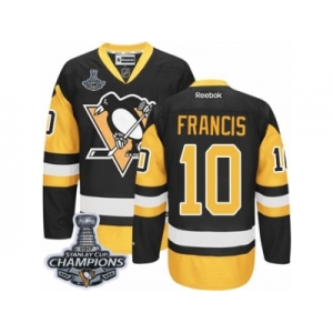 Men's Reebok Pittsburgh Penguins #10 Ron Francis Premier Black Gold Third 2017 Stanley Cup Champions NHL Jersey