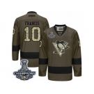 Men's Reebok Pittsburgh Penguins #10 Ron Francis Premier Green Salute to Service 2017 Stanley Cup Champions NHL Jersey