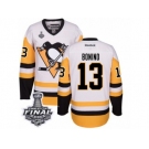 Men's Reebok Pittsburgh Penguins #13 Nick Bonino Authentic White Away 2017 Stanley Cup Final NHL Jersey