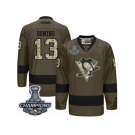 Men's Reebok Pittsburgh Penguins #13 Nick Bonino Premier Green Salute to Service 2017 Stanley Cup Champions NHL Jersey