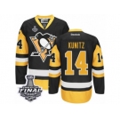 Men's Reebok Pittsburgh Penguins #14 Chris Kunitz Authentic Black Gold Third 2017 Stanley Cup Final NHL Jersey