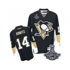 Men's Reebok Pittsburgh Penguins #14 Chris Kunitz Premier Black Home 2017 Stanley Cup Champions NHL Jersey