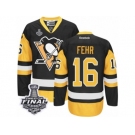 Men's Reebok Pittsburgh Penguins #16 Eric Fehr Authentic Black Gold Third 2017 Stanley Cup Final NHL Jersey