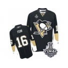 Men's Reebok Pittsburgh Penguins #16 Eric Fehr Authentic Black Home 2017 Stanley Cup Final NHL Jersey