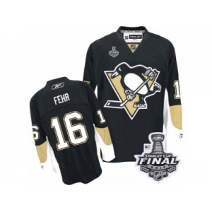 Men's Reebok Pittsburgh Penguins #16 Eric Fehr Authentic Black Home 2017 Stanley Cup Final NHL Jersey