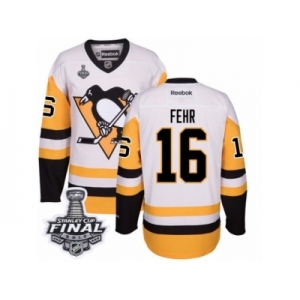 Men's Reebok Pittsburgh Penguins #16 Eric Fehr Authentic White Away 2017 Stanley Cup Final NHL Jersey