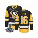 Men's Reebok Pittsburgh Penguins #16 Eric Fehr Premier Black Gold Third 2017 Stanley Cup Champions NHL Jersey