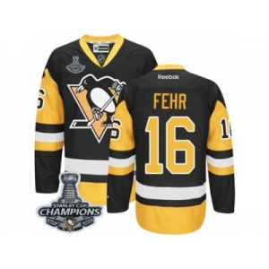 Men's Reebok Pittsburgh Penguins #16 Eric Fehr Premier Black Gold Third 2017 Stanley Cup Champions NHL Jersey