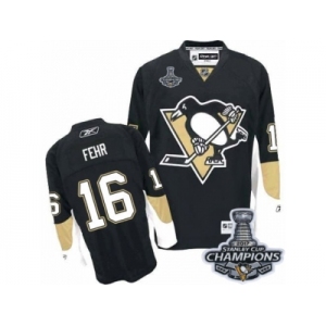 Men's Reebok Pittsburgh Penguins #16 Eric Fehr Premier Black Home 2017 Stanley Cup Champions NHL Jersey