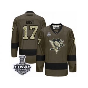 Men's Reebok Pittsburgh Penguins #17 Bryan Rust Authentic Green Salute to Service 2017 Stanley Cup Final NHL Jersey