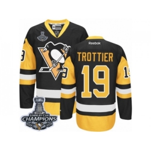 Men's Reebok Pittsburgh Penguins #19 Bryan Trottier Authentic Blac Gold Third 2017 Stanley Cup Champions NHL Jersey