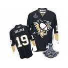 Men's Reebok Pittsburgh Penguins #19 Bryan Trottier Authentic Black Home 2017 Stanley Cup Champions NHL Jersey