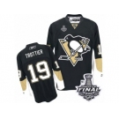 Men's Reebok Pittsburgh Penguins #19 Bryan Trottier Authentic Black Home 2017 Stanley Cup Final NHL Jersey