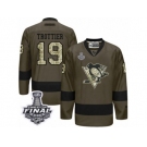 Men's Reebok Pittsburgh Penguins #19 Bryan Trottier Premier Green Salute to Service 2017 Stanley Cup Final NHL Jersey