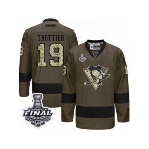 Men's Reebok Pittsburgh Penguins #19 Bryan Trottier Premier Green Salute to Service 2017 Stanley Cup Final NHL Jersey