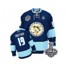 Men's Reebok Pittsburgh Penguins #19 Bryan Trottier Premier Navy Blue Third Vintage 2017 Stanley Cup Final NHL Jersey