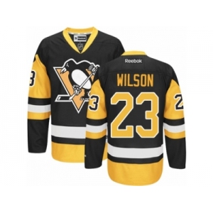 Men's Reebok Pittsburgh Penguins #23 Scott Wilson Premier Black Gold Third NHL Jersey