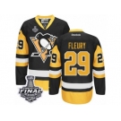 Men's Reebok Pittsburgh Penguins #29 Marc-Andre Fleury Authentic Black Gold Third 2017 Stanley Cup Final NHL Jersey