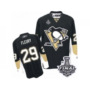 Men's Reebok Pittsburgh Penguins #29 Marc-Andre Fleury Authentic Black Home 2017 Stanley Cup Final NHL Jersey