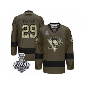 Men's Reebok Pittsburgh Penguins #29 Marc-Andre Fleury Authentic Green Salute to Service 2017 Stanley Cup Final NHL Jersey