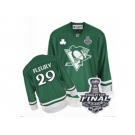 Men's Reebok Pittsburgh Penguins #29 Marc-Andre Fleury Authentic Green St Patty's Day 2017 Stanley Cup Final NHL Jersey