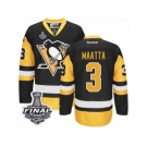 Men's Reebok Pittsburgh Penguins #3 Olli Maatta Authentic Black Gold Third 2017 Stanley Cup Final NHL Jersey