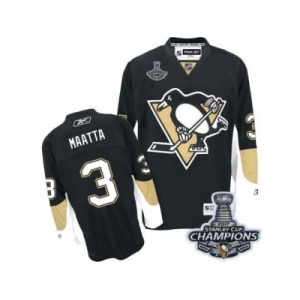 Men's Reebok Pittsburgh Penguins #3 Olli Maatta Premier Black Home 2017 Stanley Cup Champions NHL Jersey