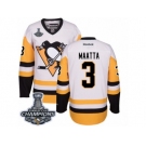 Men's Reebok Pittsburgh Penguins #3 Olli Maatta Premier White Away 2017 Stanley Cup Champions NHL Jersey