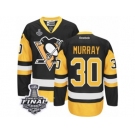 Men's Reebok Pittsburgh Penguins #30 Matt Murray Authentic Black Gold Third 2017 Stanley Cup Final NHL Jersey