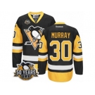 Men's Reebok Pittsburgh Penguins #30 Matt Murray Authentic Black Gold Third 50th Anniversary Patch NHL Jersey