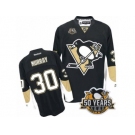 Men's Reebok Pittsburgh Penguins #30 Matt Murray Authentic Black Home 50th Anniversary Patch NHL Jersey