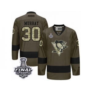 Men's Reebok Pittsburgh Penguins #30 Matt Murray Authentic Green Salute to Service 2017 Stanley Cup Final NHL Jersey