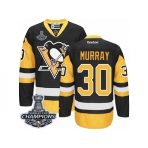 Men's Reebok Pittsburgh Penguins #30 Matt Murray Premier Black Gold Third 2017 Stanley Cup Champions NHL Jersey