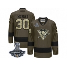 Men's Reebok Pittsburgh Penguins #30 Matt Murray Premier Green Salute to Service 2017 Stanley Cup Champions NHL Jersey