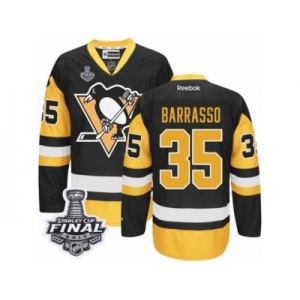 Men's Reebok Pittsburgh Penguins #35 Tom Barrasso Authentic Black Gold Third 2017 Stanley Cup Final NHL Jersey
