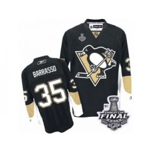 Men's Reebok Pittsburgh Penguins #35 Tom Barrasso Authentic Black Home 2017 Stanley Cup Final NHL Jersey