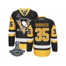 Men's Reebok Pittsburgh Penguins #35 Tom Barrasso Premier Black Gold Third 2017 Stanley Cup Champions NHL Jersey