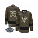 Men's Reebok Pittsburgh Penguins #35 Tom Barrasso Premier Green Salute to Service 2017 Stanley Cup Champions NHL Jersey