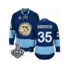 Men's Reebok Pittsburgh Penguins #35 Tom Barrasso Premier Navy Blue Third Vintage 2017 Stanley Cup Final NHL Jersey